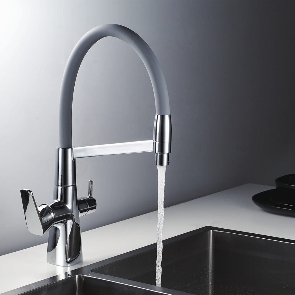 GRIFERÍA MONOCOMANDO COLOR CROMO C/GRIS P/MESADA - FIL-GRI-SPR-1818