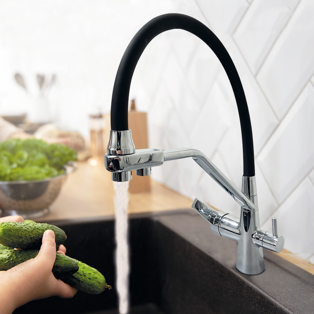 GRIFERÍA MONOCOMANDO COLOR CROMO P/MESADA CON CAÑO FLEXIBLE- FIL-GRI-SPR-2103-Cr