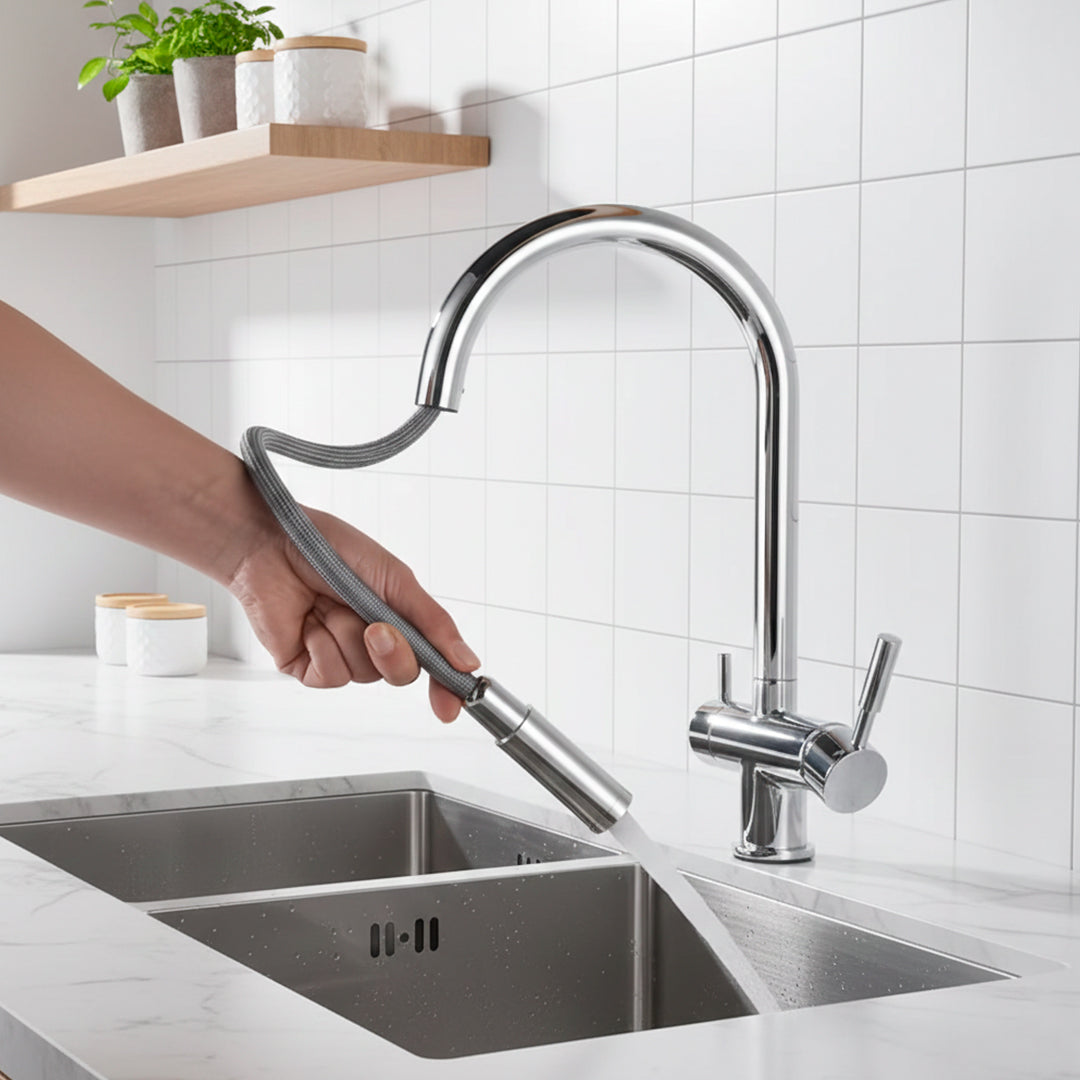 GRIFERÍA MONOCOMANDO PARA PURIFICADOR CON MANGO FLEXIBLE RETRACTIL SPR2109 CROMO